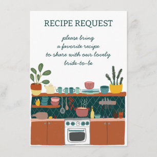 RECIPE REQUEST Bridal Shower Cute CUSTOM Enclosure Card