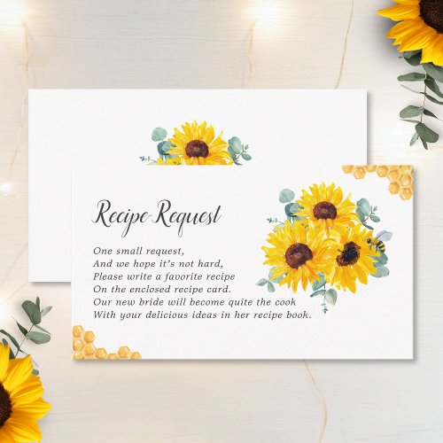 Recipe Request Bride To Bee Honeycomb Sunflower Enclosure Card