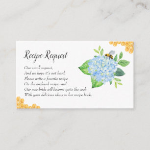 Recipe Request Bride To Bee Hydrangea Enclosure Card