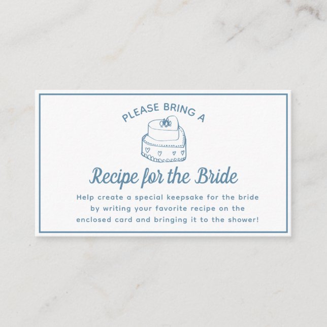  Recipe Request Card for Bridal Shower Dusty Blue (Front)
