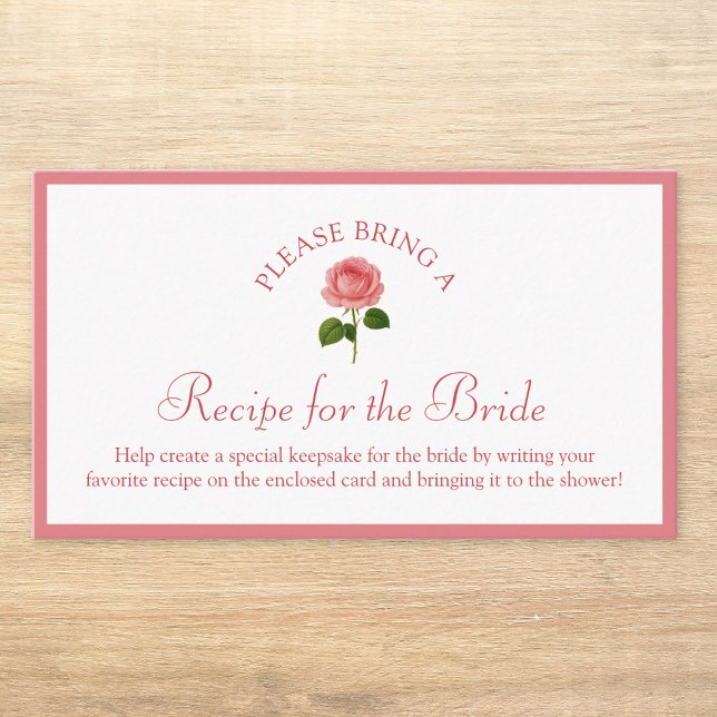 Recipe Request Card for Bridal Shower Dusty Rose (Creator Uploaded)