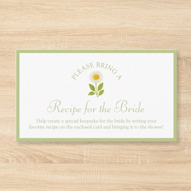 Recipe Request Card for Bridal Shower Sage Daisy (Creator Uploaded)