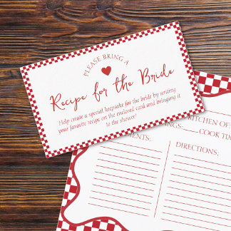Recipe Request Card for That's Amore Bridal Shower