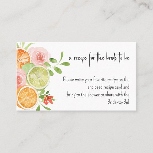 Recipe request for Bridal Shower citrus flowers Business Card