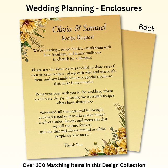 Recipe Request - Golden Yellow Flowers Enclosure Card (Creator Uploaded)