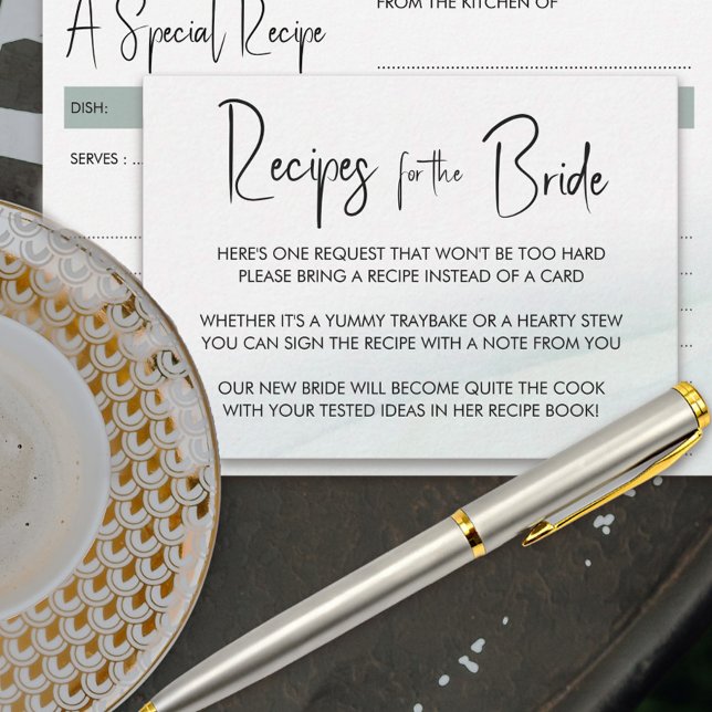 Recipe Request Green Wash Bridal Shower Game Card (Recipe request cards that you can enclose with your invitations)