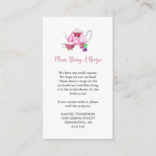 Recipe Request Love is Brewing Bridal Shower Tea Enclosure Card
