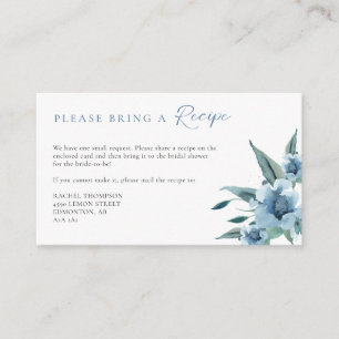 Recipe Request Something Blue Bridal Shower Enclosure Card