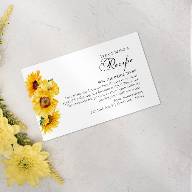 Recipe Request | Sunflower Fall Bridal Shower Enclosure Card (Creator Uploaded)