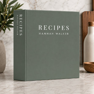 Recipe Ring Binder Minimal Elegant Green Recipes