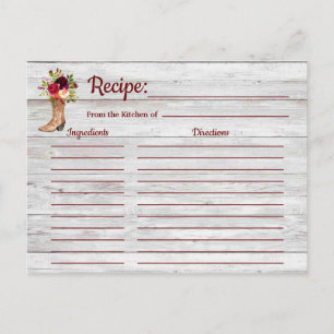 Recipe Rustic Marsala Boho Burgundy Country Insert Postcard