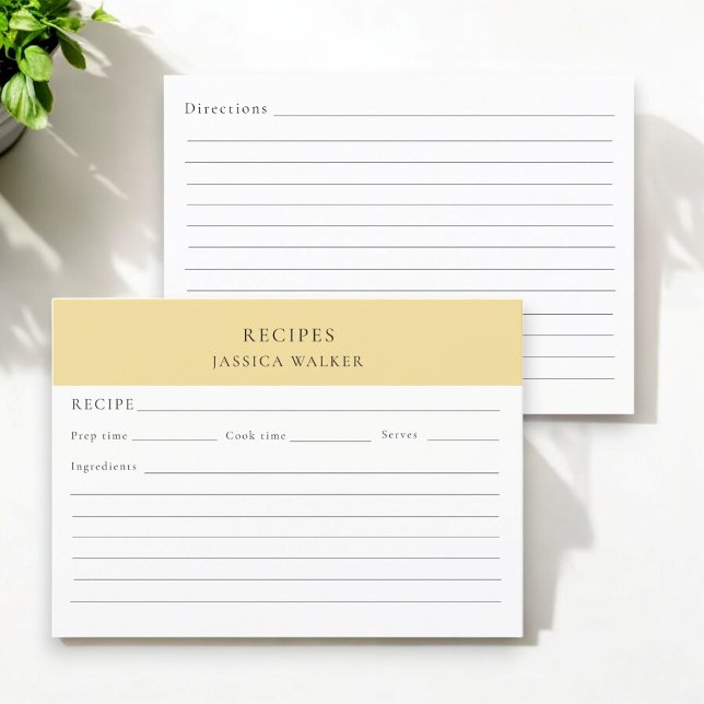 Recipe sheet modern  Simple elegant  Enclosure Card (modern bridal shower recipe card )