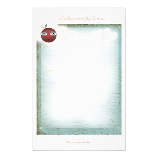 Recipe Sheets Cooking Kitchen Printable Stationery | Zazzle.com