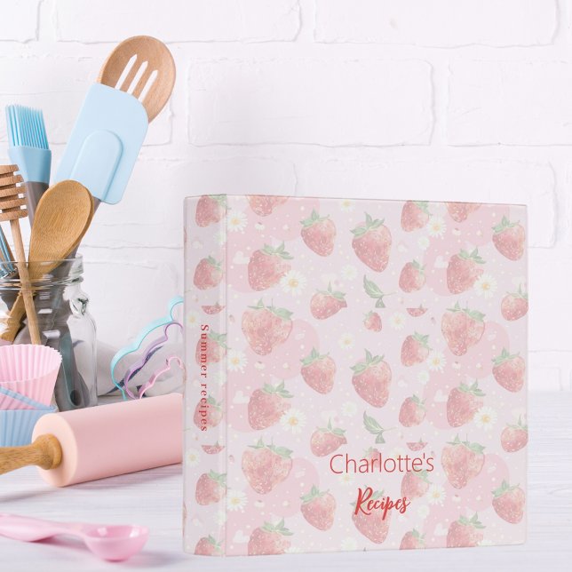  Recipe strawberries pink red summer 3 Ring Binder (Creator Uploaded)
