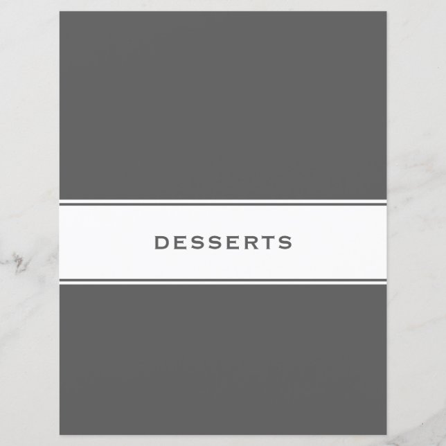 Recipe Subject Divider | Desserts | Gray & White (Front)