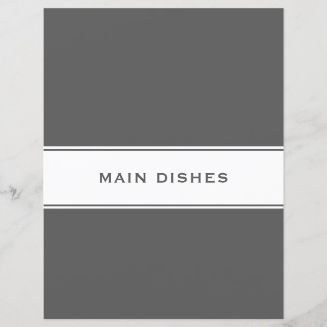 Recipe Subject Divider | Main Dish | Gray & White (Front)