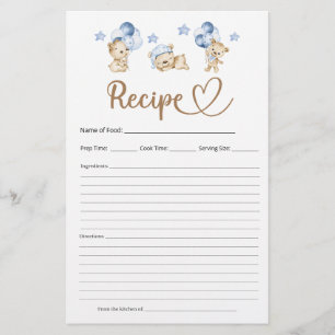 Recipe Teddy Bear Boy Baby Shower