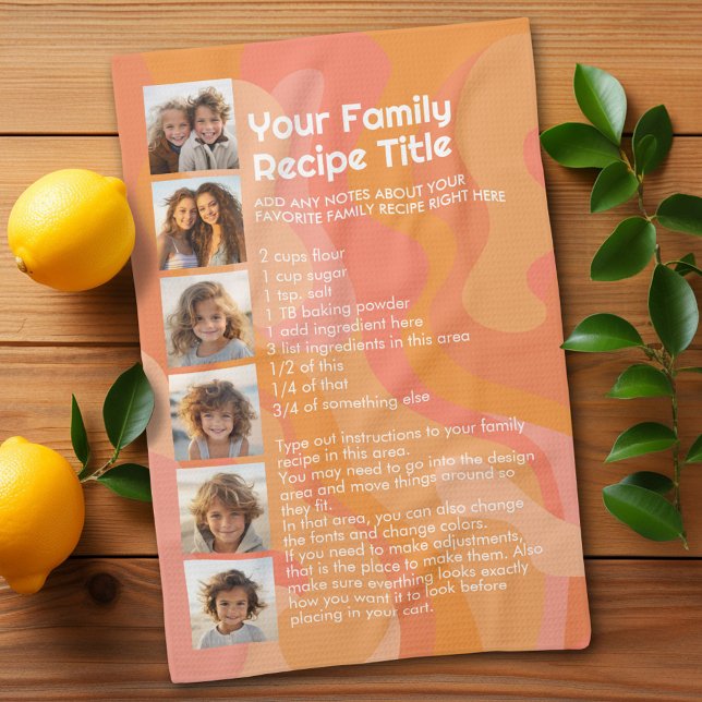 Recipe Template for Family Recipe and Photos Kitchen Towel (Family Recipe Towel)
