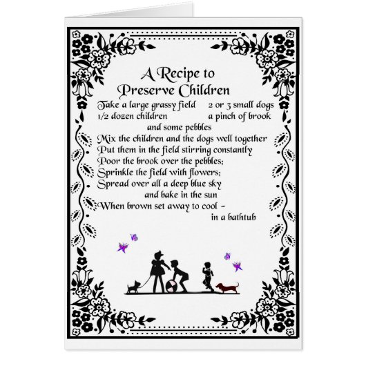 recipe to preserve children cards (Front)