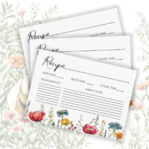 Recipe Watercolor Wildflower bridal shower  Enclosure Card