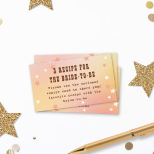 Recipe Western Pretty Peach Stars Bridal Shower Enclosure Card
