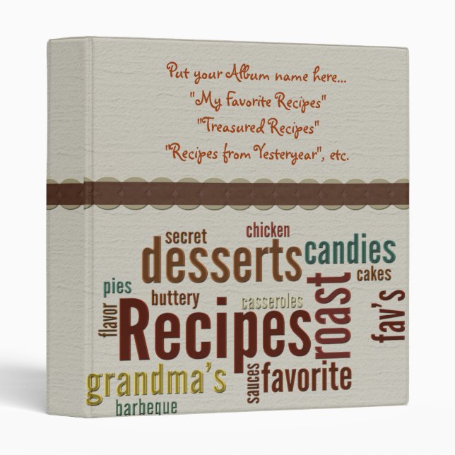 Recipes Album 3 Ring Binder (Front/Spine)