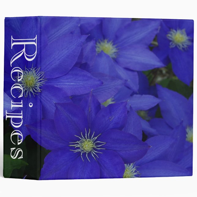 Recipes Binder Blue Flowers (Front/Spine)