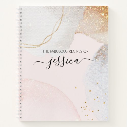 Recipes blush pink abstract shapes notebook