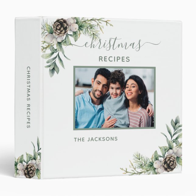 Recipes Christmas family photo white cone pine 3 Ring Binder (Front/Spine)