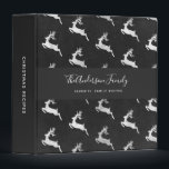Recipes Christmas reindeer black chalkboard name 3 Ring Binder<br><div class="desc">A Christmas recipe cookbook.  Black chalkboard background,  faux silver reindeer pattern.  Personalize and add your names and a title.</div>