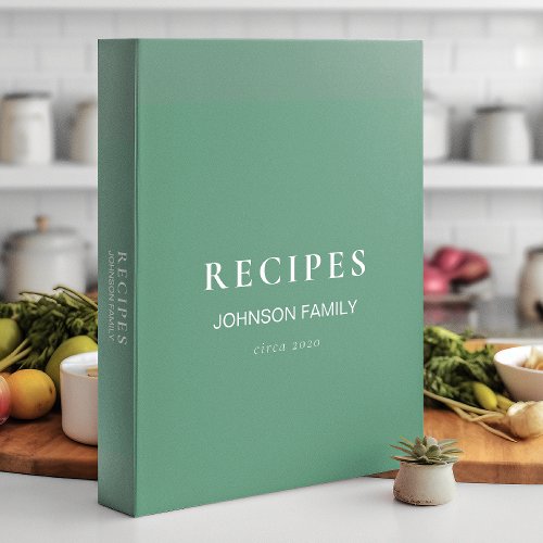 Recipes  Contemporary Dark Sea Green 3 Ring Binder