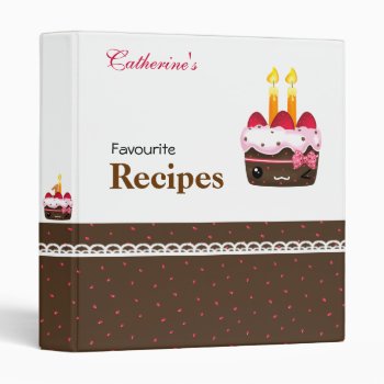 Recipes - Cute Chocolate With Strawberries Cakes 3 Ring Binder by Chibibunny at Zazzle