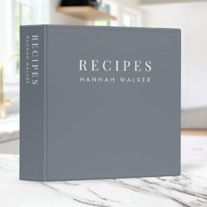 Recipes | Elegant Chic Stone Gray Sophisticated 3 Ring Binder
