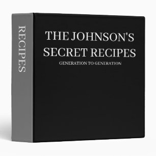 Recipes Elegant Classic Black and Grey Binder