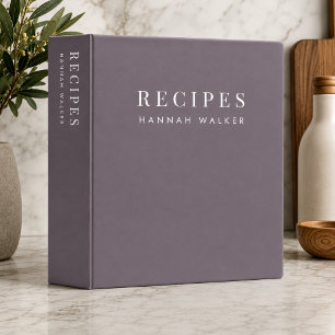 Recipes Elegant Minimal Sophisticated Purple 3 Ring Binder
