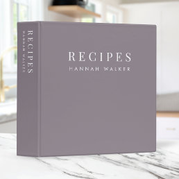 Recipes | Elegant Minimal Sophisticated Purple 3 Ring Binder