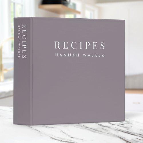 Recipes  Elegant Minimal Sophisticated Purple 3 Ring Binder