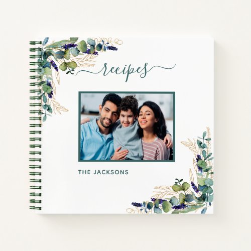 Recipes eucalyptus greenery white photo notebook