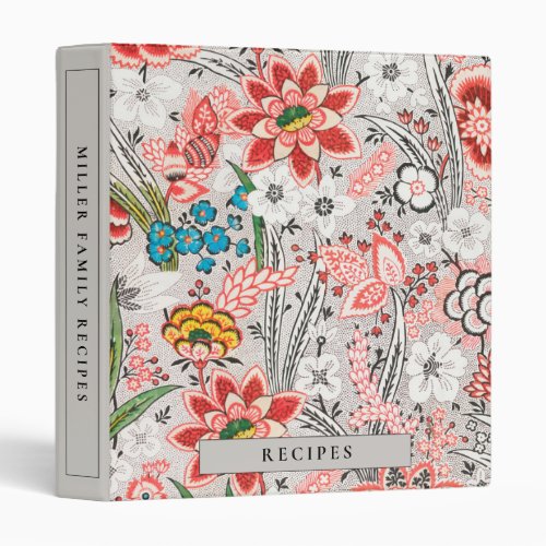 Recipes  Family Name  Elegant Blooming Floral 3 Ring Binder