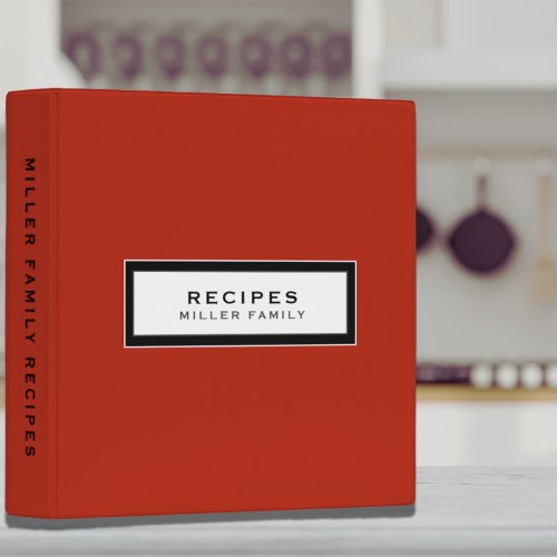 Recipes  Family Name  Red  Black Recipe Binder