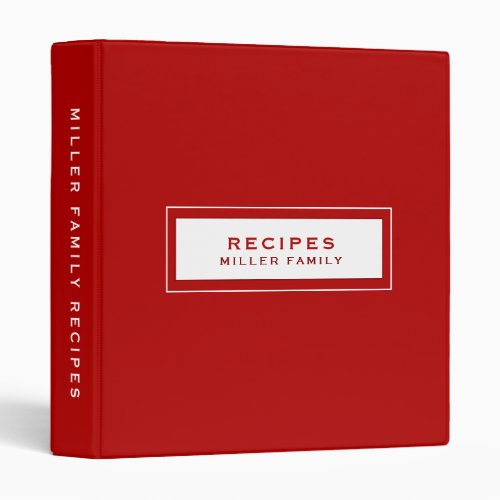 Recipes  Family Name  Red  White Recipe Binder