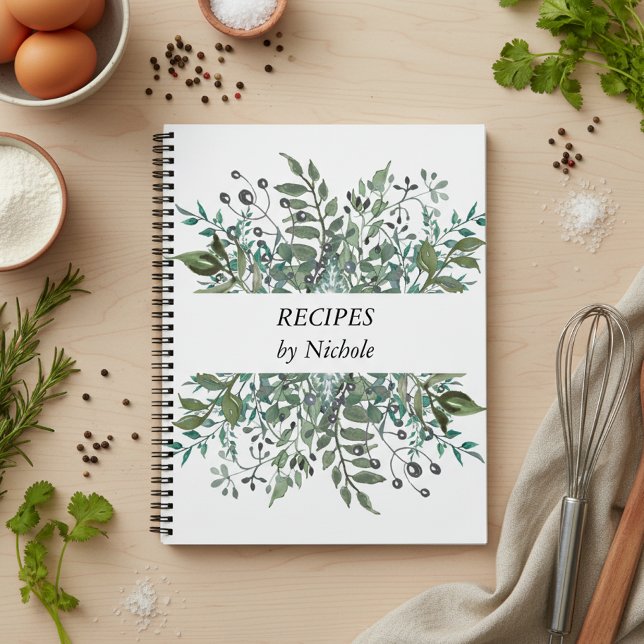 Recipes Foliage Greenery Leaves Personalized Notebook (Creator Uploaded)