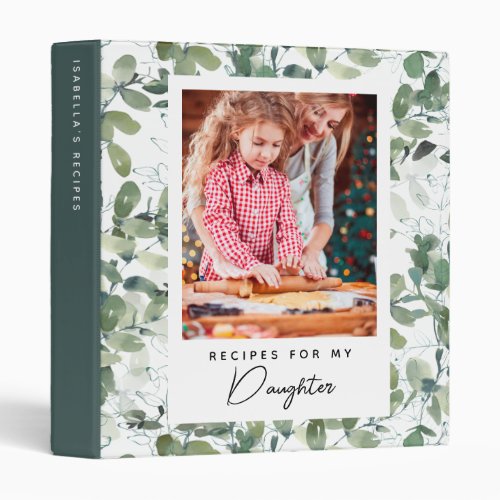 Recipes for My Daughter  Eucalyptus Cookbook 3 Ring Binder