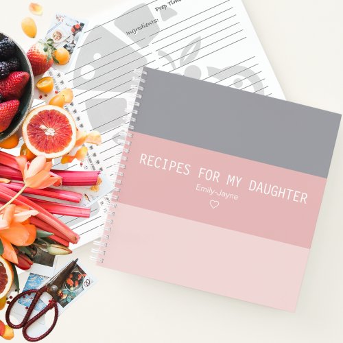 Recipes for My Daughter Modern Stripe Keepsake Notebook