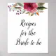 Recipes for the Bride To Be Floral Bridal Shower Poster | Zazzle