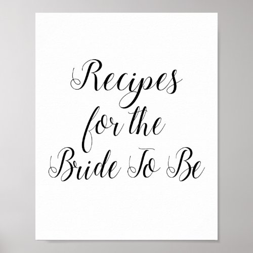 Recipes for the Bride To Be Sign Bridal Shower