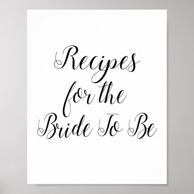 Recipes for the Bride To Be Sign Bridal Shower (Front)