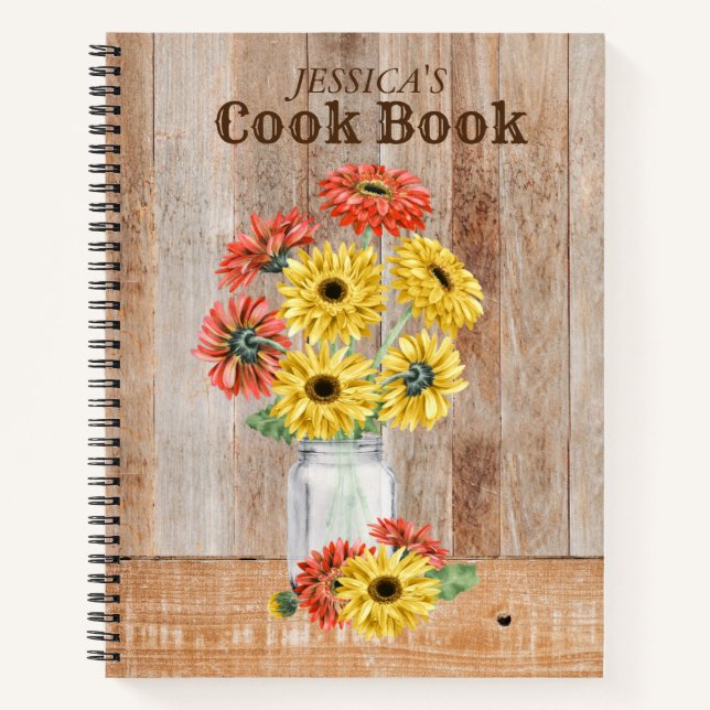 Recipes Gerber Daisy In Mason Jar Notebook (Front)
