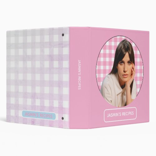Recipes | Gingham Pattern pink and White 3 R Ring Binder