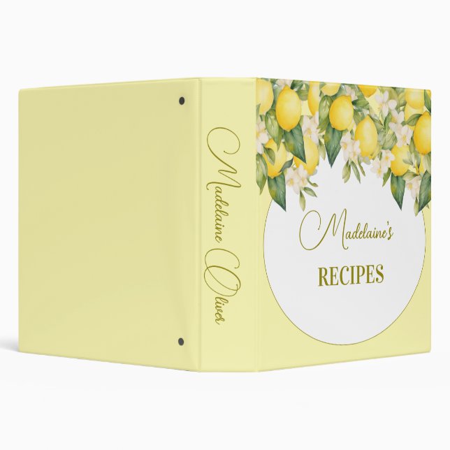 Recipes Lemon Floral Citrus Modern Personal  3 Ring Binder (Background)